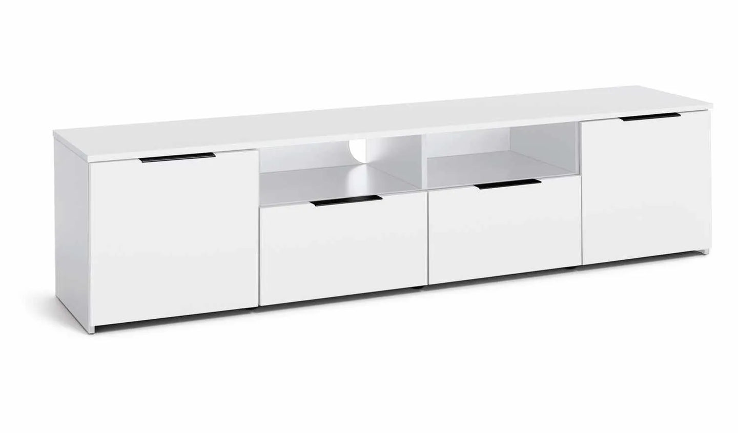 Habitat Hayward 2 Door 2 Drawer TV Unit White Gloss/Black Handles